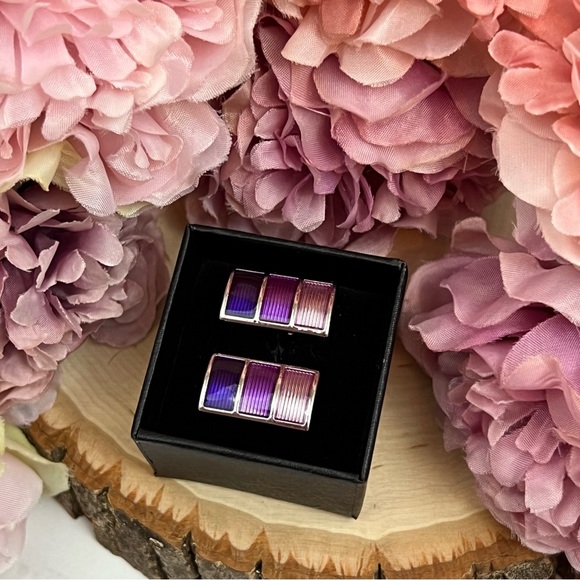 Multi Tone Purple Color Blocked Rectangular Cufflinks - Picture 14 of 16